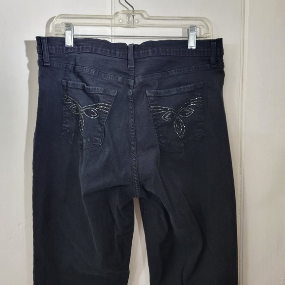 NYDJ Black Denim Jeans with Embellished Back Pockets - Picture 2 of 6